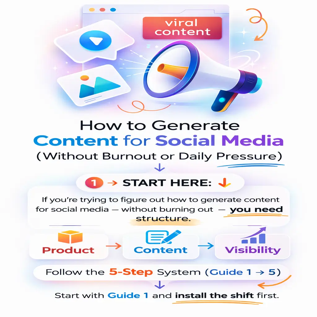 how-to-generate-content-1024 If you're trying to figure out how to generate content for social media without burnout or daily pressure, start with Guide 1.